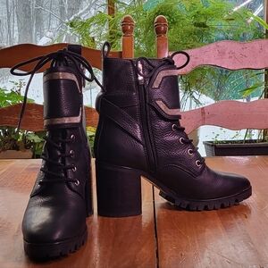 Paige Black Leather Ankle Boots Daphne Bootie 7.5